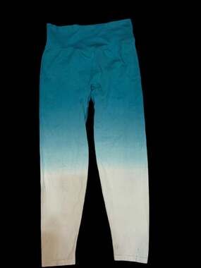 PINK Active Ombre Textured Rib Seamless Leggings Teal/White